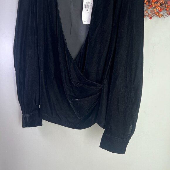 Lauren Ralph Lauren BLACK LABEL Velvet Top Sz 14 Black Plunging V Neck - Picture 5 of 9